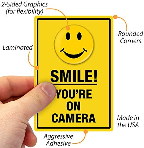 SmartSign Smile אתה באבטחת מצלמה ערכת תווית חלונות דו צדדית | 3.75 x5.5 ושתי תוויות פוליאסטר למינציה 2.75
